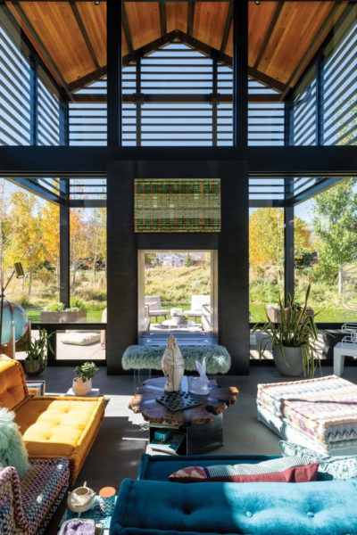 Maren Mullin home living room, Hunt Slonem art