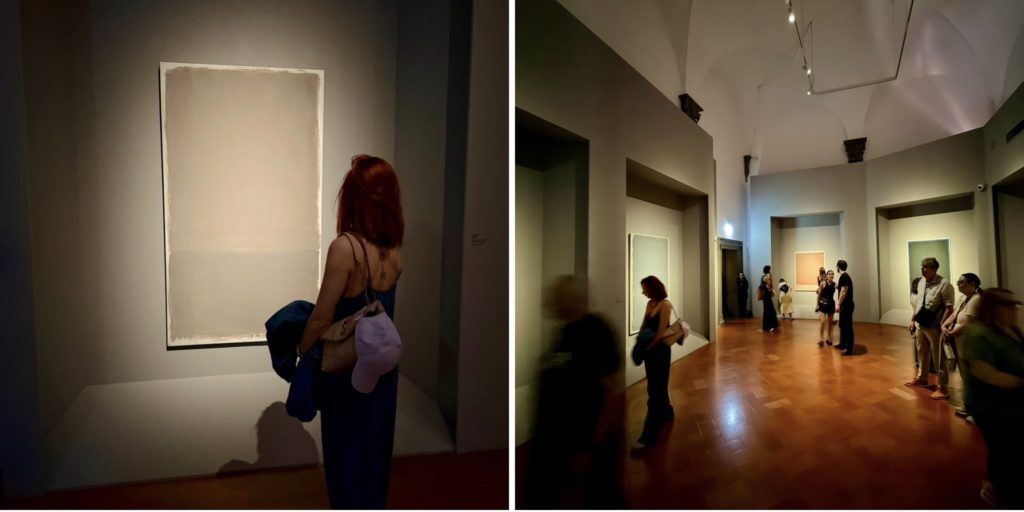 The last room, showcasing the final year of Rothko's life: his works in water-based media such as acrylic. This was after his doctor recommended he no longer paint in oil and just before his death by suicide. The room was set up in an octagonal shape, inspired by the Rothko Chapel in Houston, TX.