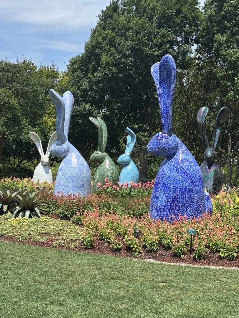 Disco, mirror covered bunnies by Hunt Slonem