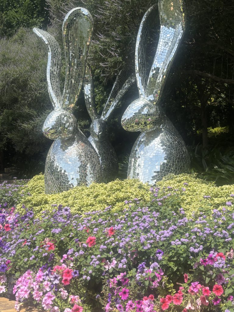 The Three Muses, Hunt Slonem at the Dallas Arboretum