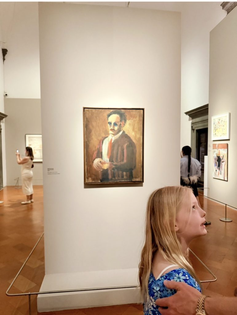 One of the first paintings in the (chronological) exhibition: the only known self-portrait by Mark Rothko, painted to show him as a blind man, turning inward for meaning.